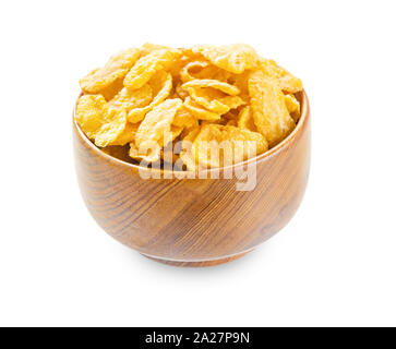 Corn Flakes gesundes Frühstück in Houten auf weißem Hintergrund, Speichern Freistellungspfaden. Stockfoto