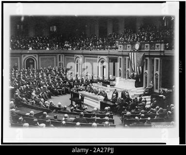 Präsident Woodrow Wilson Adressierung Kongress Stockfoto