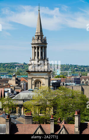 Lincoln College Library, Oxford, an der Ecke von Turl St und Broad St; Blick vom Carfax Tower Stockfoto