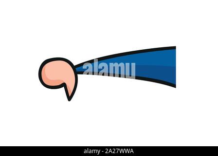 Mann Daumen nach unten geben. Hand gezeichnet. Schwarzen umrissen und gefärbt. Stock Vektor