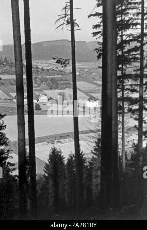 Stadt Lauscha in Thüringen 1940-50 er. Stadt Lauscha in Thüringen, 1940-50 s Stockfoto