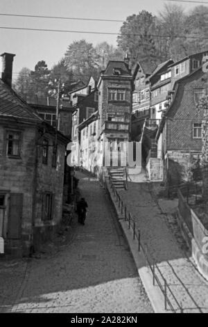 Stadt Lauscha in Thüringen 1940-50 er. Stadt Lauscha in Thüringen, 1940-50 s Stockfoto