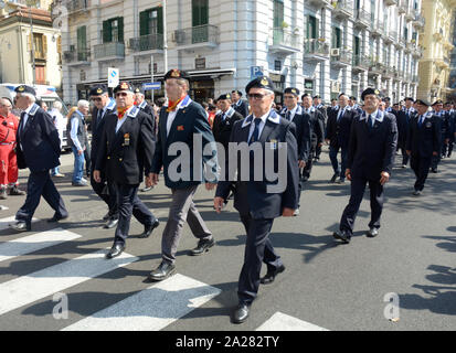 Italia: XX Raduno Nazionale dell'Associazione Nazionale Marinai d'Italia ein Salerno, 29 Settembre 2019. Stockfoto