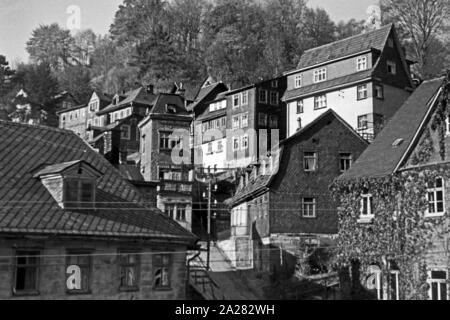 Stadt Lauscha in Thüringen 1940-50 er. Stadt Lauscha in Thüringen, 1940-50 s Stockfoto