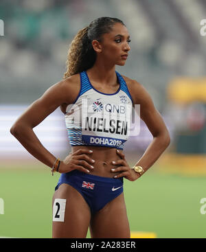 Doha, Katar. 30 Sep, 2019. Laviai Nielsen (GBR) während der IAAF Leichtathletik WM in der Khalifa International Stadium in Doha. Credit: SOPA Images Limited/Alamy leben Nachrichten Stockfoto