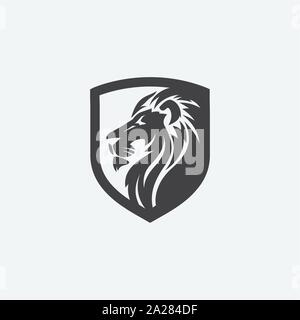 Lion shield Luxus logo Icon, elegante lion Shield Logo Design Illustration, Lion's Head, Lion shield Symbol Stock Vektor
