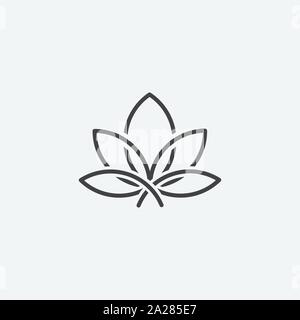 Lotus lineare Symbol Konzept, Lotus Linie vektor Zeichen, Lotus leaf Vector Illustration. Lotus lineare Konzept anmelden, Wellness und Schönheit Logo Design Stock Vektor