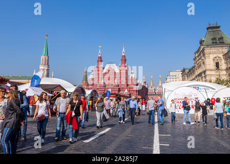 Moskau, Russland: 31. AUGUST 2019: Historische Gebäude am Roten Platz. Moskau, Russland Stockfoto