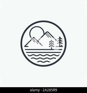 See kreisförmigen logo Icon, See leben illustratation, See lineare Icon Design, Icon, Symbol Stock Vektor