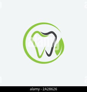 Zahnmedizinische und Leaf logo Kombination, Dental- und organischen Symbol, einzigartige zahnmedizinische und organischen Logo Design Template, Grün zahnmedizinische Holzkohle Symbol Stock Vektor