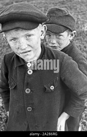 Wiederaufbau im Emsland, 1945-1949. Wiederaufbauarbeiten in Ems region, 1945-49. Stockfoto