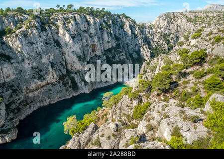 Calanque d'En-Vau, Parc National des Calanques, Bouches-du-Rhône, Provence - Alpes - Côte d'Azur, Frankreich Stockfoto