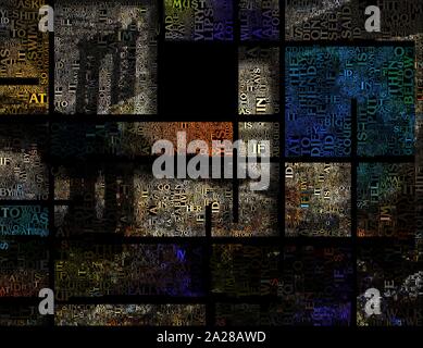 Surrealismus. Manhattan Bridge. Wörter Stockfoto