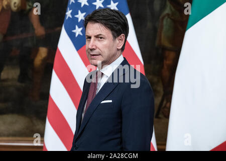 Rom, Italien. 01 Okt, 2019. Ministerpräsident Giuseppe Conte bei einem Treffen mit US-Staatssekretär Michael Richard Pompeo im Palazzo Chigi. Credit: SOPA Images Limited/Alamy leben Nachrichten Stockfoto