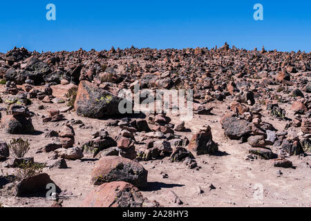 Sicht der Vulkane in Patapampa, Arequipa, Anden, Peru. Stockfoto