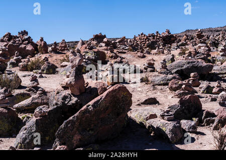 Sicht der Vulkane in Patapampa, Arequipa, Anden, Peru. Stockfoto