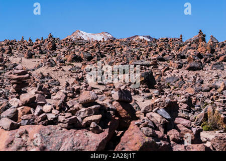 Sicht der Vulkane in Patapampa, Arequipa, Anden, Peru. Stockfoto