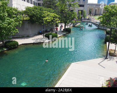 Indianapolis Canal Walk, Indianapolis, Indiana, USA, Juli 27, 2019, © katharine Andriotis Stockfoto