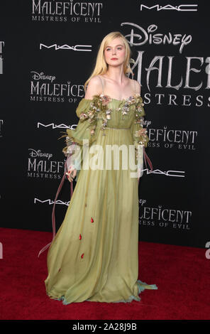 September 30, 2019, Hollywood, Kalifornien, USA: Elle Fanning besucht Weltpremiere von Disney's "aleficent: Herrin des Bösen' bei El Capitan Theatre statt. (Bild: © F Sadou/AdMedia über ZUMA Draht) Stockfoto