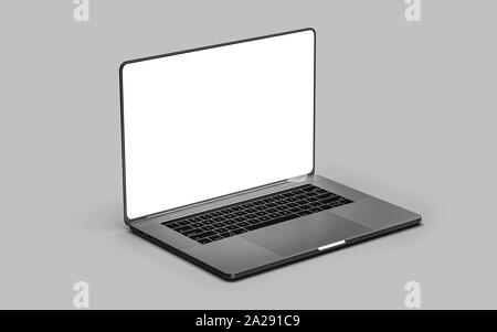 Laptop Vorlage auf Weiß isoliert. Mockup. Stockfoto