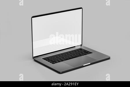 Laptop Vorlage auf Weiß isoliert. Mockup. Stockfoto