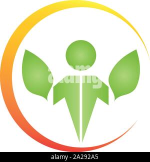 Person, Blätter, Gärtner, Heilpraktiker, logo Stock Vektor