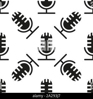 Schwarzes Mikrofon Symbol isoliert nahtlose Muster auf weißem Hintergrund. On air Radio Mikrofon Mikrofon. Lautsprecher unterzeichnen. Vector Illustration eps 10. Stock Vektor