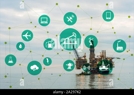 Das Konzept der Automatisierung in der Öl- und Gasindustrie Stockfoto