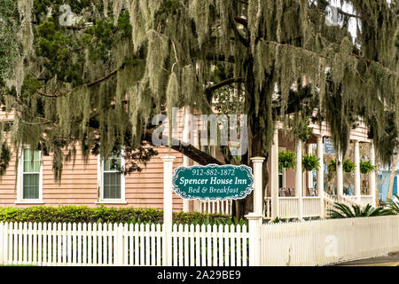 Die Spencer House Inn, einem kolonialen Haus- und B&B im historischen Stadtteil St Marys, Georgia. Stockfoto