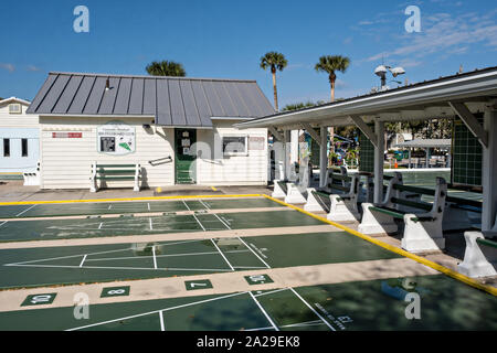 Die Coronado deck Shuffleboard Verein in New Smyrna Beach, Florida. Stockfoto