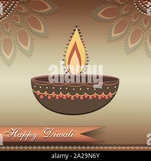 Ethnische festliche Grußkarte. Handarbeit Mandala Design für den Hintergrund. Premium ethnischen Grußkartenvorlage. Indische Happy Diwali festliche Karte drucken. Stockfoto