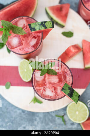 Wassermelone Minze und Limette Agua Fresca Wasser Stockfoto