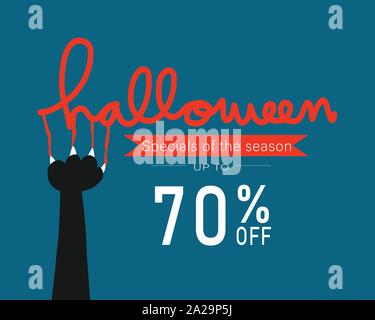 Halloween Special der Saison 70 die schwarze Katze Nagel scratch Poster Design Vector Illustration Stock Vektor