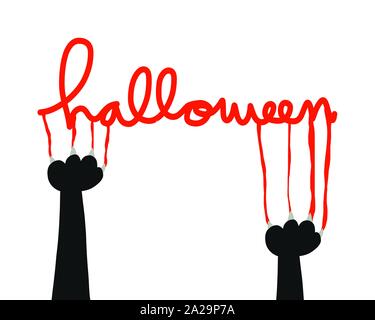 Halloween black cat Nagel neu Vector Illustration Stock Vektor