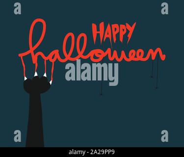 Happy Halloween black cat Nagel neu Vector Illustration Stock Vektor