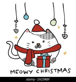 Meowy Christmas cat cartoon Vector Illustration Stock Vektor