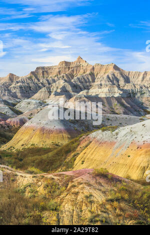 Badlands in der gelben Hügel Bereich der Badlands National Park in der Nähe der Wand, South Dakota Stockfoto