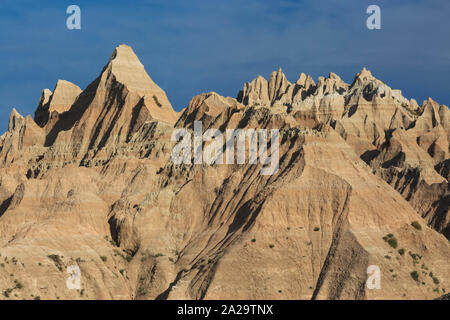 Gezackte badland Peaks in Badlands National Park in der Nähe der Wand, South Dakota Stockfoto