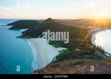 Sonnenuntergang von Mt Tomaree, Port Stephens, New South Wales, Australien Stockfoto