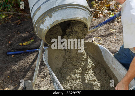 Betonmischer Maschine am Bau Baustelle in der betonmischer in Gebäude Bauarbeiten Stockfoto