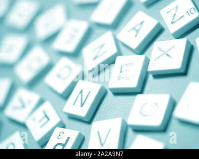 Nahaufnahme von Alphabet und Zahlen Stockfoto