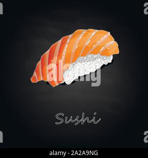 Nigiri Sushi Abbildung auf dunklem Hintergrund isoliert Stock Vektor