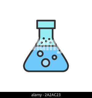 Vektor experiment Meßkolben, chemischen Test tube flat Color Line Symbol. Stock Vektor