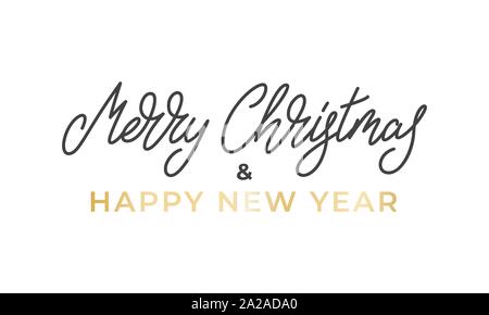 Frohe Weihnachten und guten Rutsch ins neue Jahr. Kalligraphie schrift Logo Design für Winter Weihnachten und Neues Jahr Stock Vektor