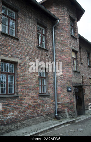 Gefängnis Baracke Bausteine im Konzentrationslager Auschwitz I, Auschwitz, Polen Stockfoto