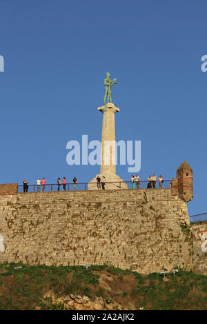 Pobednkik", die Statue, die Festung Kalemegdan, Kalemedgan Park, Belgrad, Serbien. Stockfoto