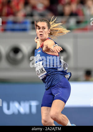 Sara Kolak (Kroatien). Speerwerfen Finale werfen. IAAF Leichtathletik WM, Doha 2019 Stockfoto