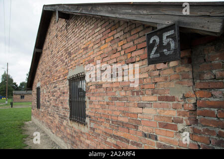 Block 25, Frauen Tod Block, Auschwitz-Birkenau, ehemaligen deutschen nationalsozialistischen Konzentrations- und Vernichtungslager, Oswiecim, Polen. Stockfoto