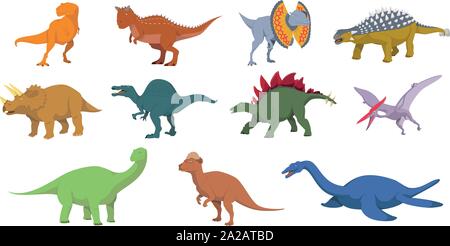 Dinosaurier Vector Illustration in weißen Hintergrund einstellen Stock Vektor