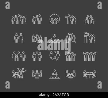 Gruppe von Menschen 20 Icons Set einfache Linie flache Abbildung. Stock Vektor